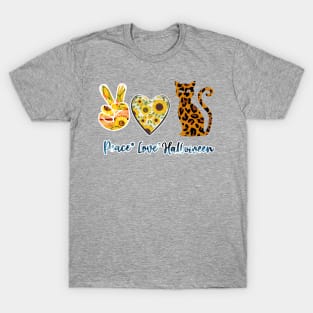 Peace Love Cats Halloween Funny Halloween T-Shirt